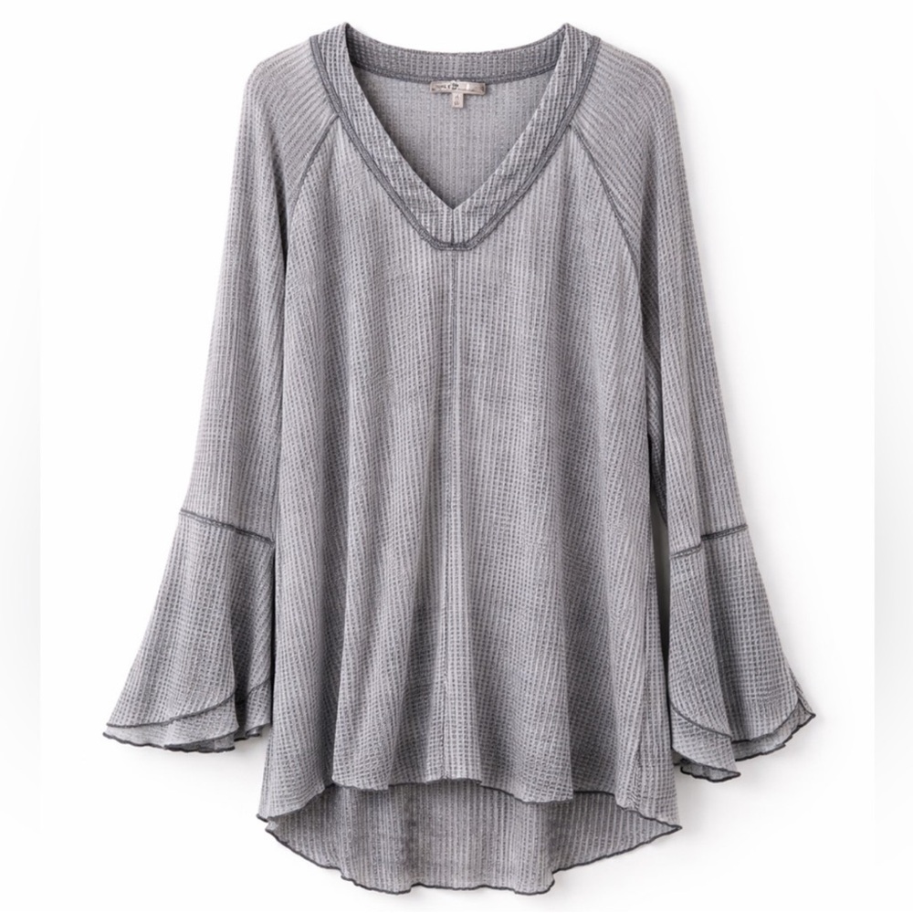 Seven7 Ombre Bell Sleeve Waffle Knit Top Size 1X